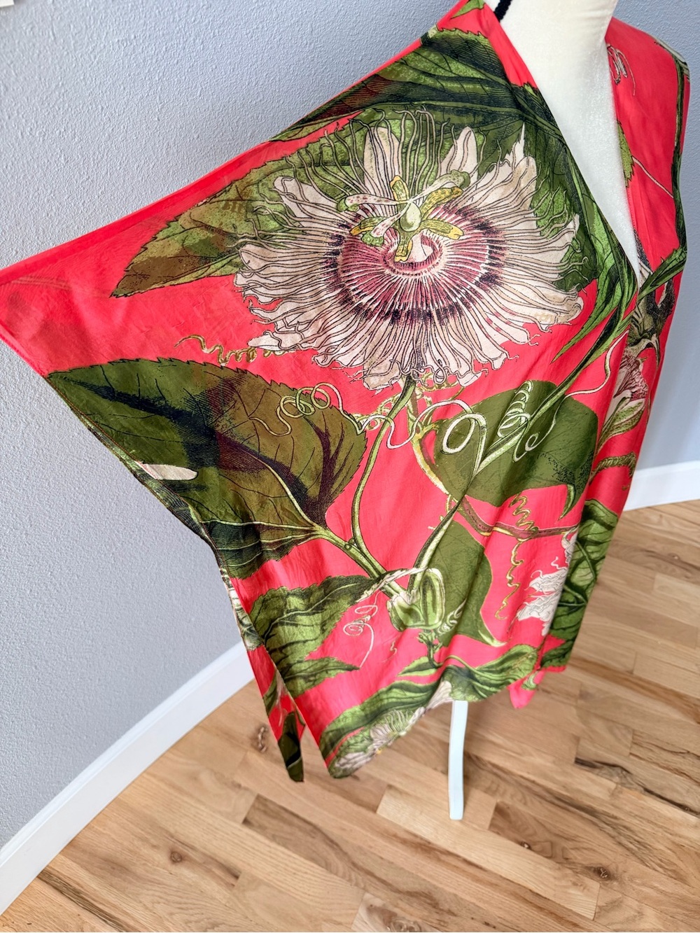 One Hundred Stars x KEW Gardens Passion Flower Coral Kimono Duster One Size GUC - Picture 9 of 15